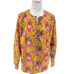 J. Crew X Liberty Fabric Floral Popover Blouse Magical Bouquet 100% Cotton Sz 6